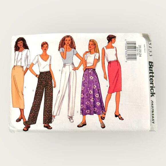 Vintage 2000s Butterick Sewing Pattern 3133 Misses Pull On Skirt Pants Sz 20-24 - Picture 1 of 2